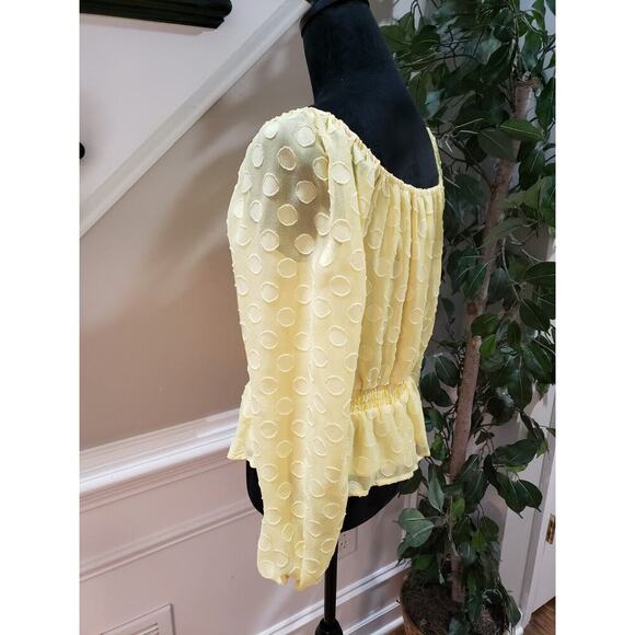 Lauren Conrad Women's Yellow 100% Polyester Scoop Neck Long Sleeve Top Blouse S - Picture 10 of 12